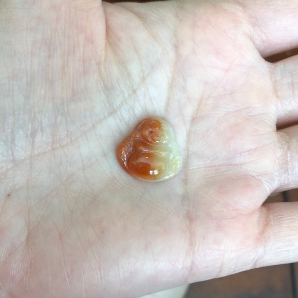 Small Happy Laughing Buddha Red Jade Pendant - Picture 2 of 6